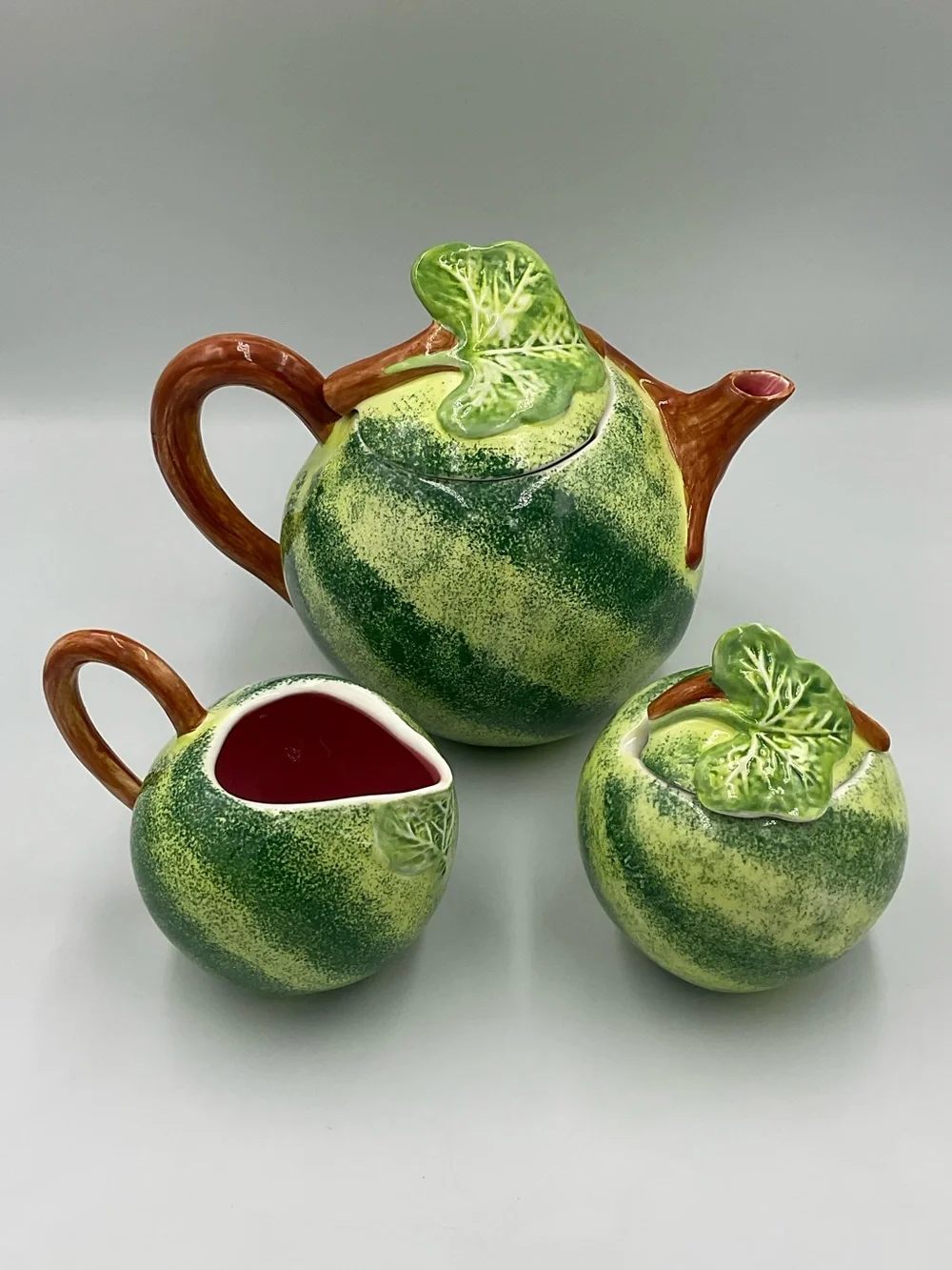 Vintage Pier 1 Ceramic Watermelon 3pc Tea Set